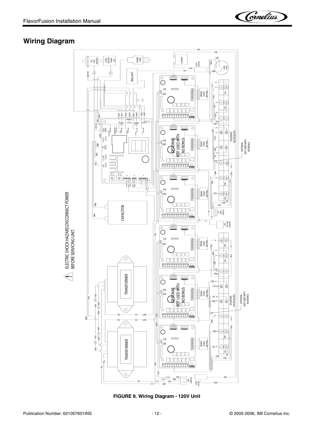 Cornelius FlavorFusion Series installation manual Wiring Diagram, Bonusno 