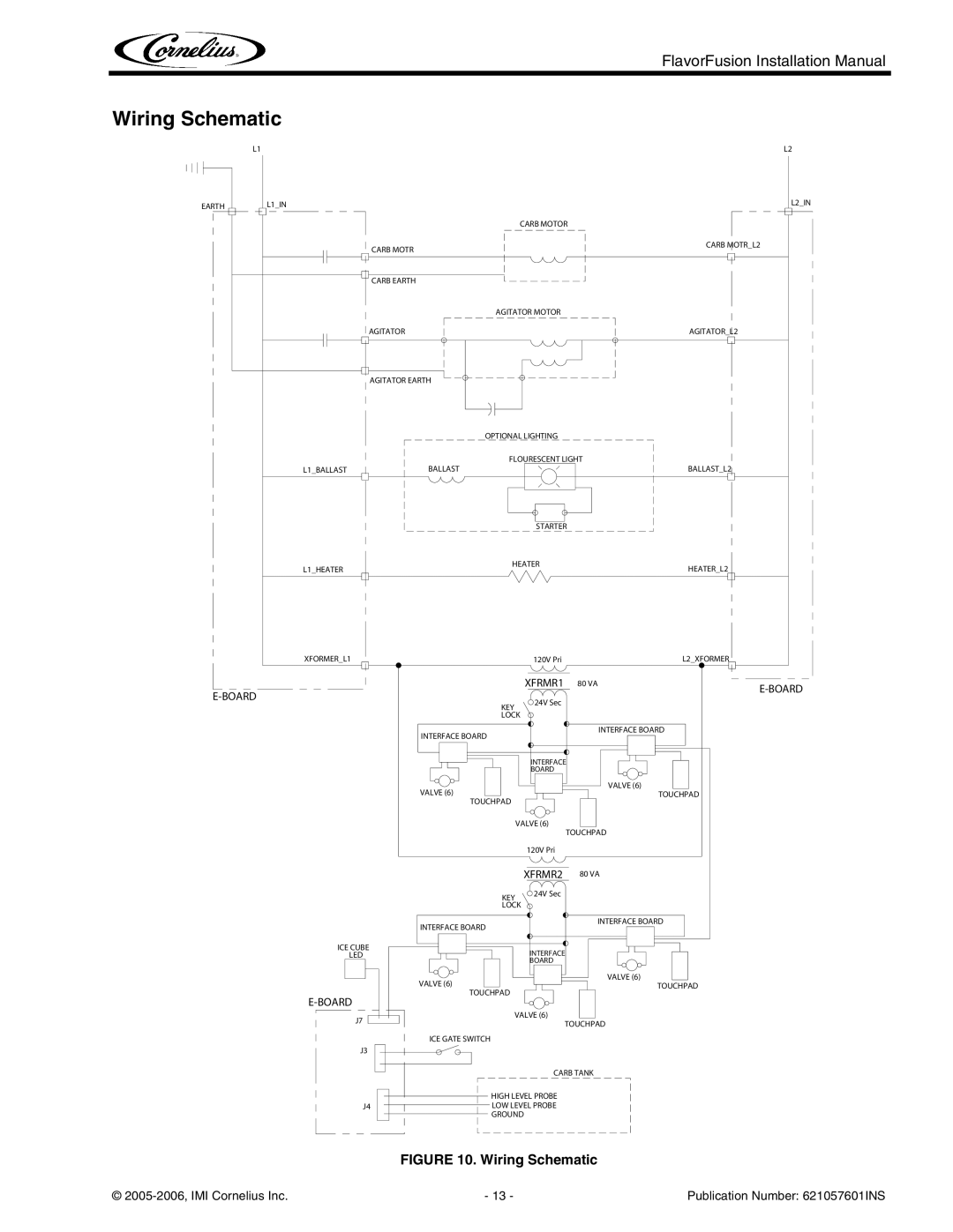 Cornelius FlavorFusion Series installation manual Wiring Schematic, XFRMR2 