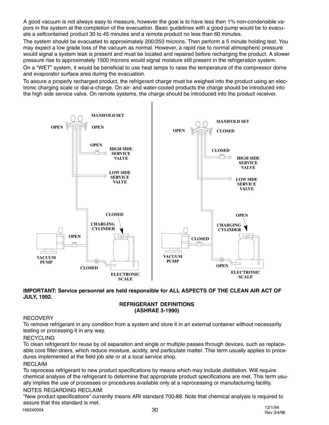 Cornelius IWC322, IAC 322, IAC227, CR800, CR1200, CR1400, IWC530, IWC330, IAC330, IAC522 Ashrae, Recovery, Recycling, Reclaim 