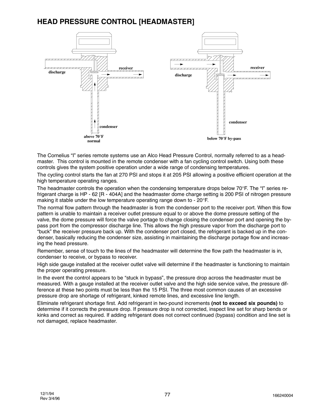 Cornelius CR800, IAC 322, IAC227, CR1200, CR1400, IWC530, IWC330, IWC322, IAC330, IAC522, IWC522 Head Pressure Control Headmaster 