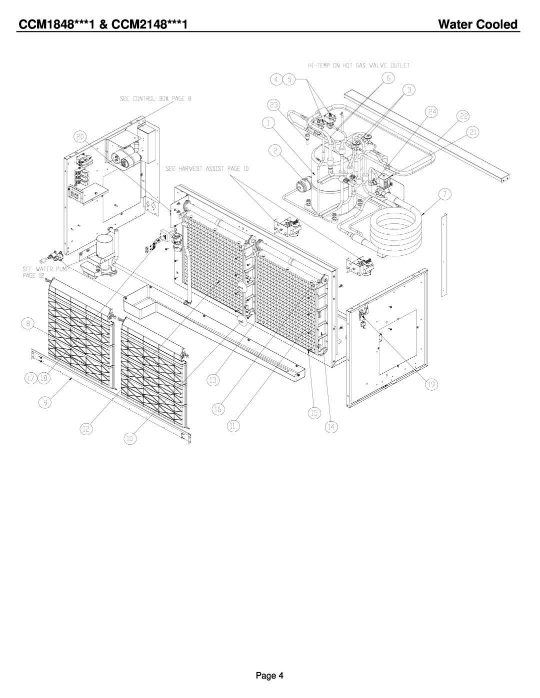 Cornelius ICE0320, ICE0520 manual Water Cooled, CCM1848***1 & CCM2148***1, Page 