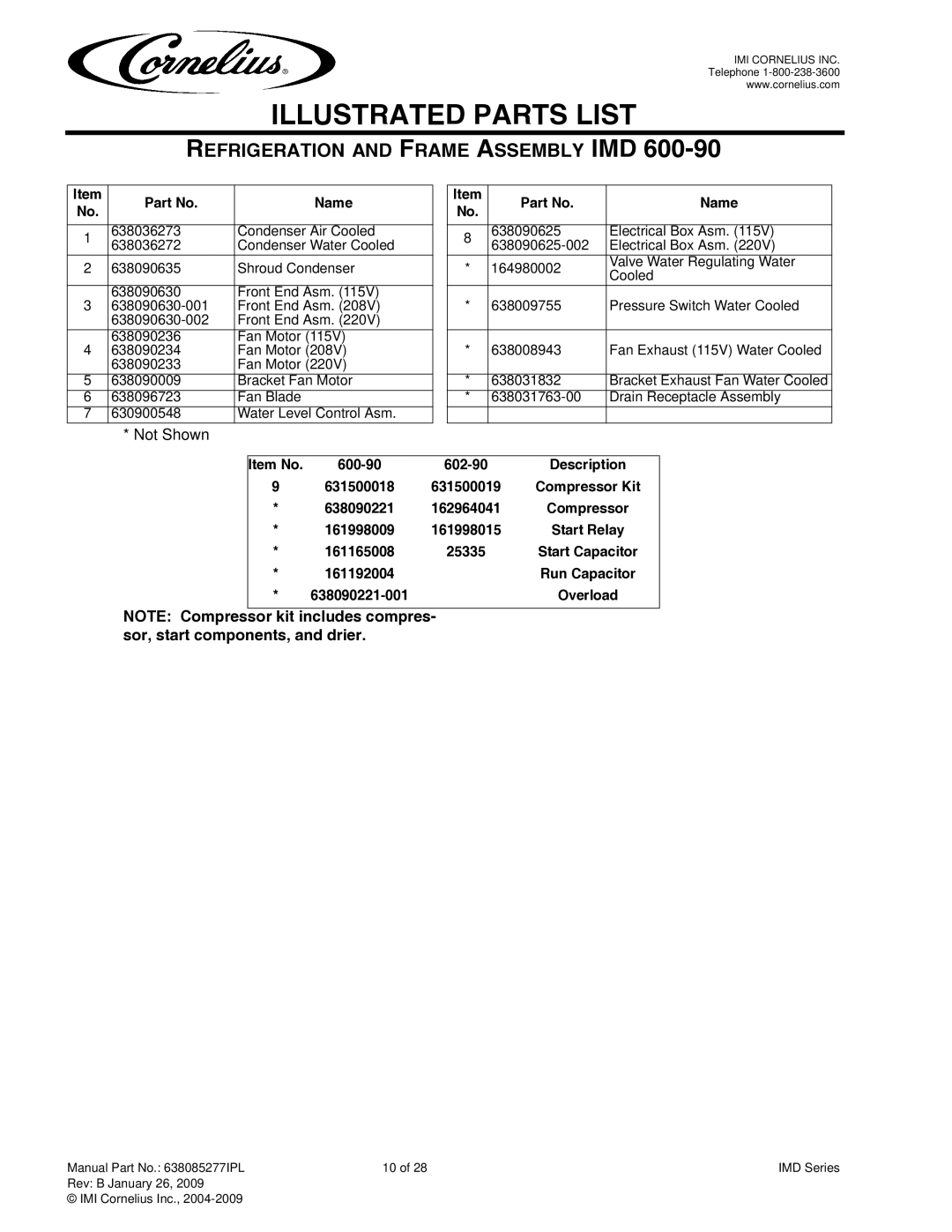 Cornelius IMD600-90, IMD600-30, IMD300-30, IMD300-15 manual 600-90 602-90 