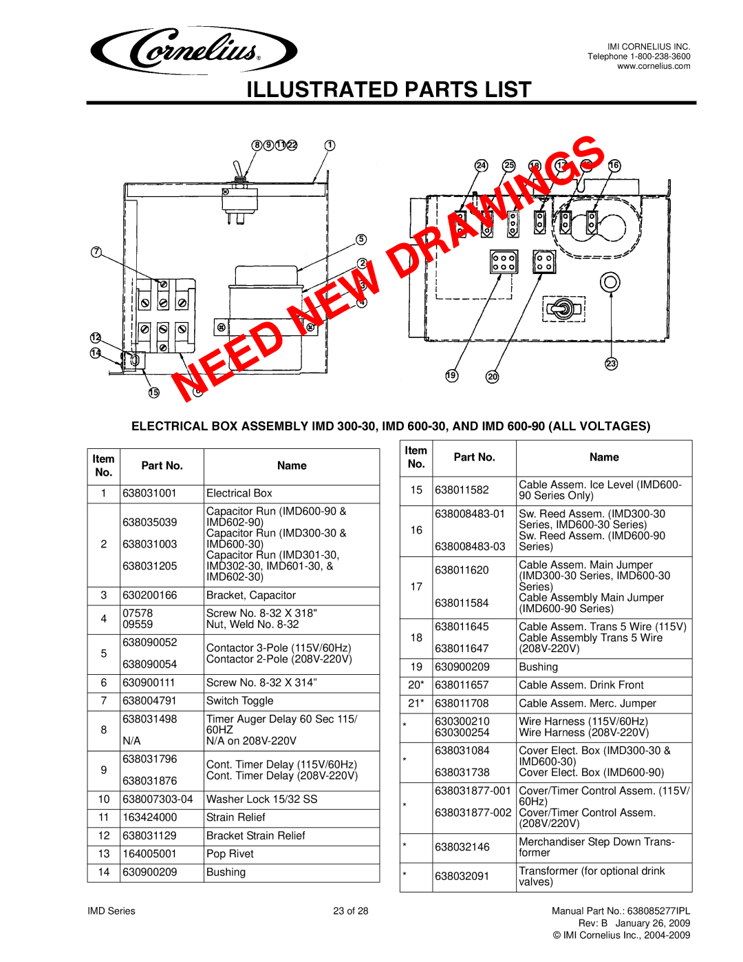 Cornelius IMD300-15, IMD600-30, IMD300-30, IMD600-90 manual Cover/Timer Control Assem 