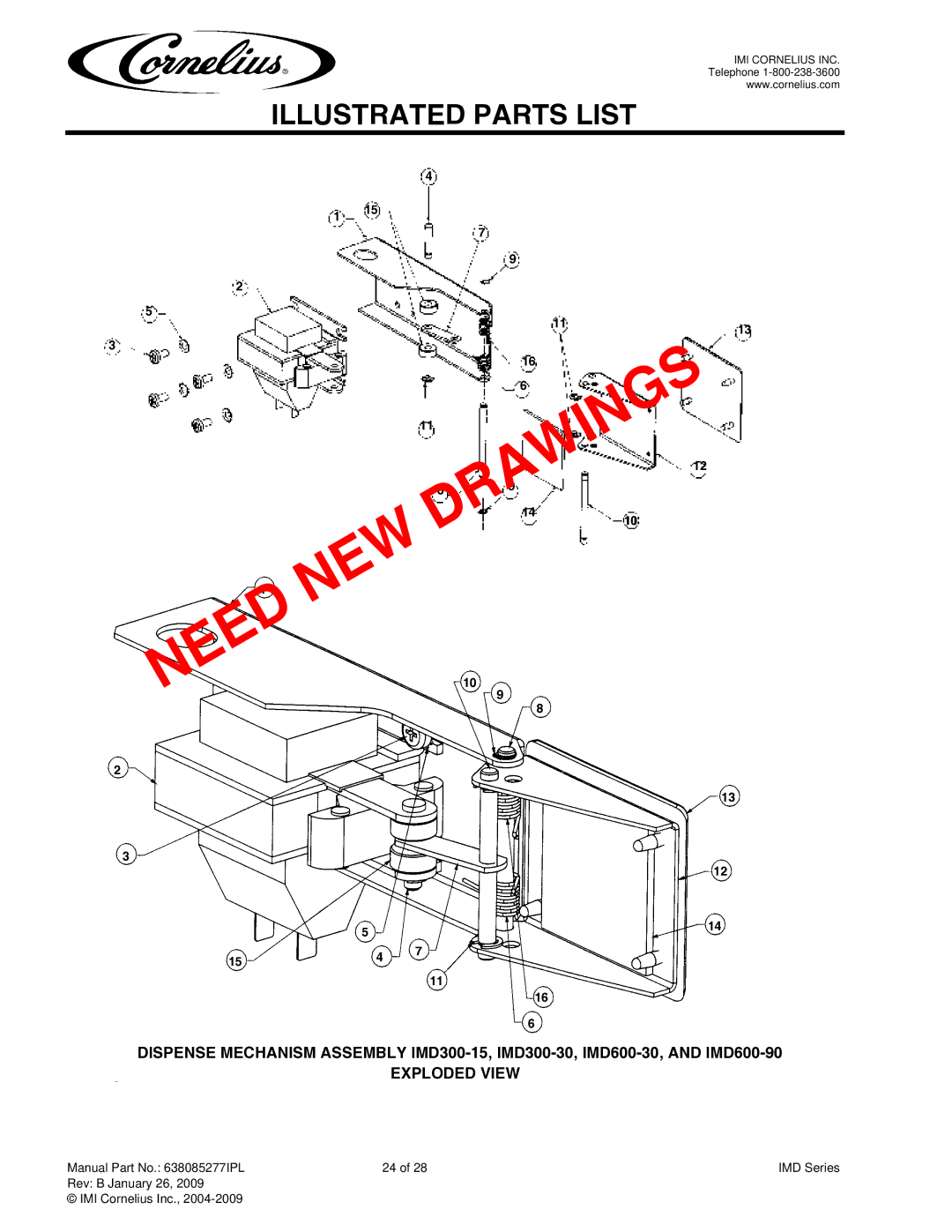 Cornelius IMD600-30, IMD300-30, IMD600-90, IMD300-15 manual Illustrated Parts List 