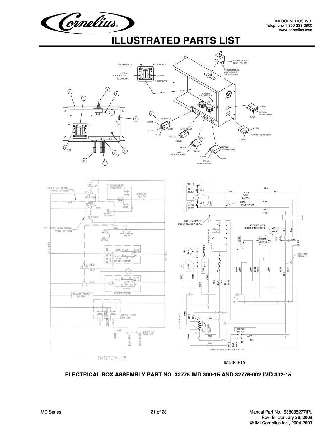 Cornelius IMD300-30, IMD600-30, IMD600-90 manual Illustrated Parts List, IMD300-15 