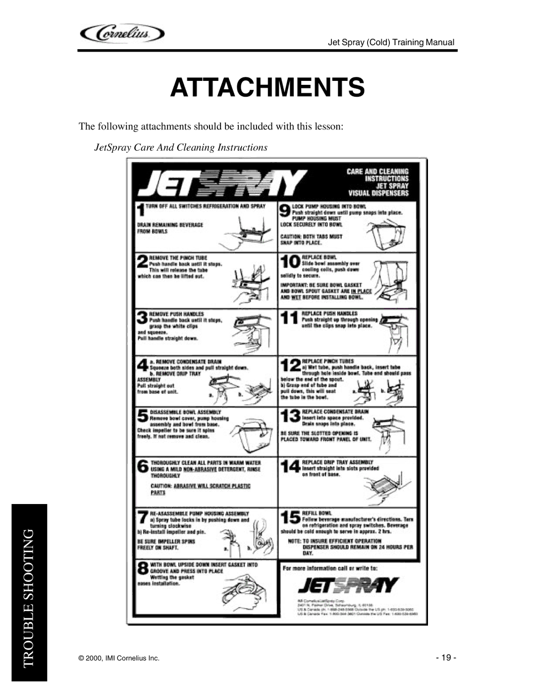 Cornelius EJ1, JT20, JS7, J15, JT30 manual Attachments 