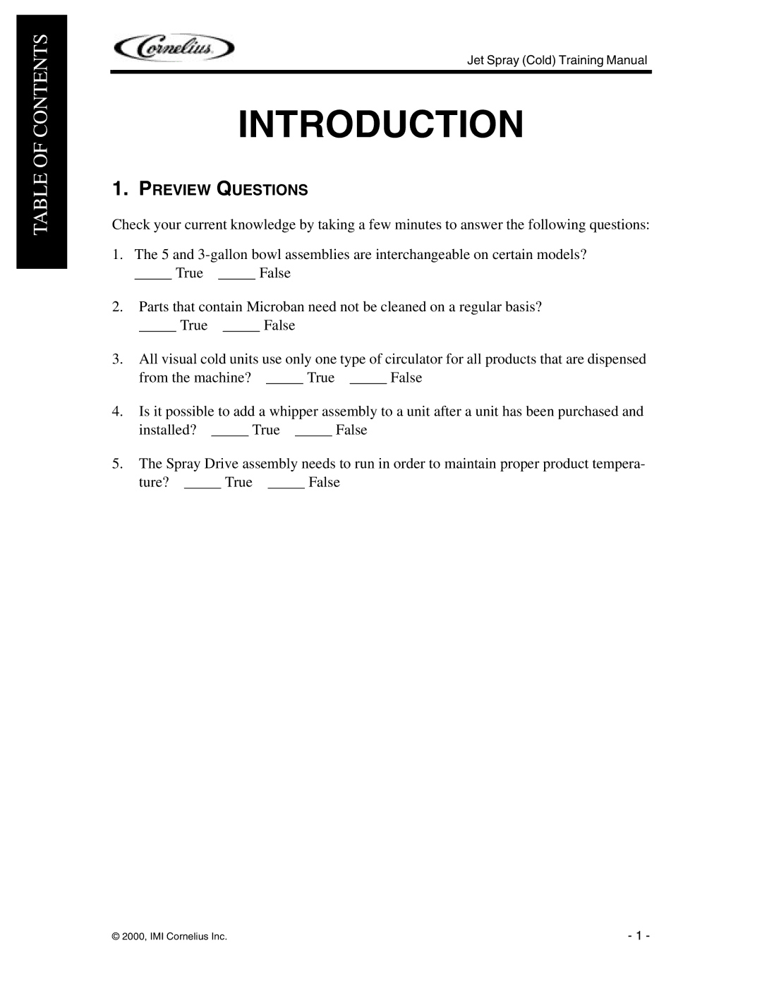 Cornelius JT20, JS7, J15, EJ1, JT30 manual Introduction, Preview Questions 