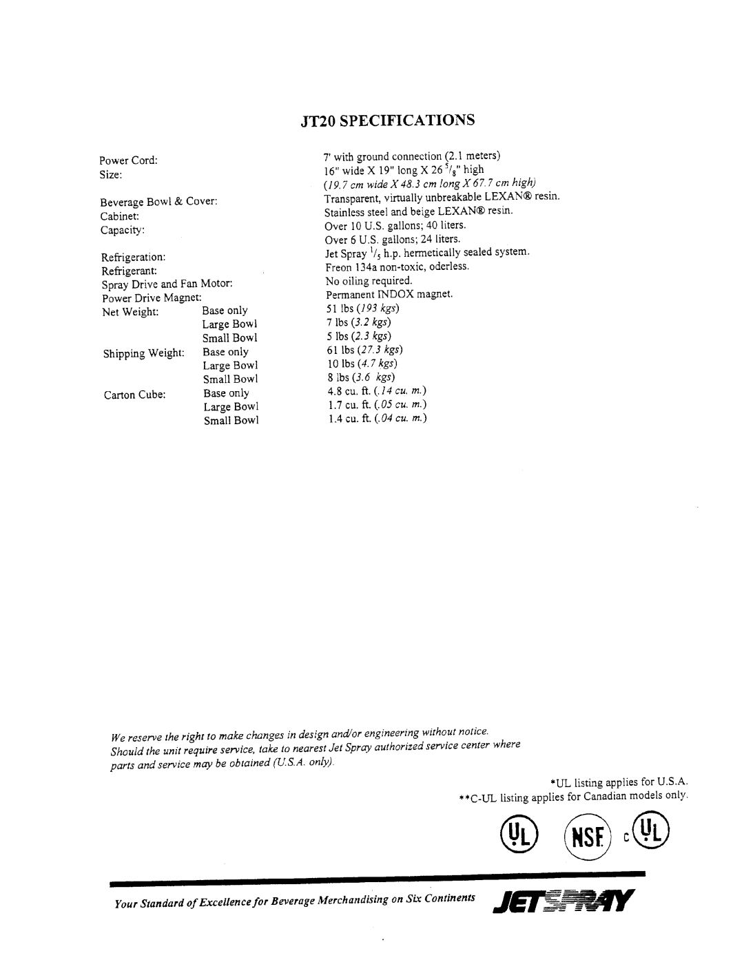 Cornelius JT20-W26, JT20-W25, JT20-Japan manual 