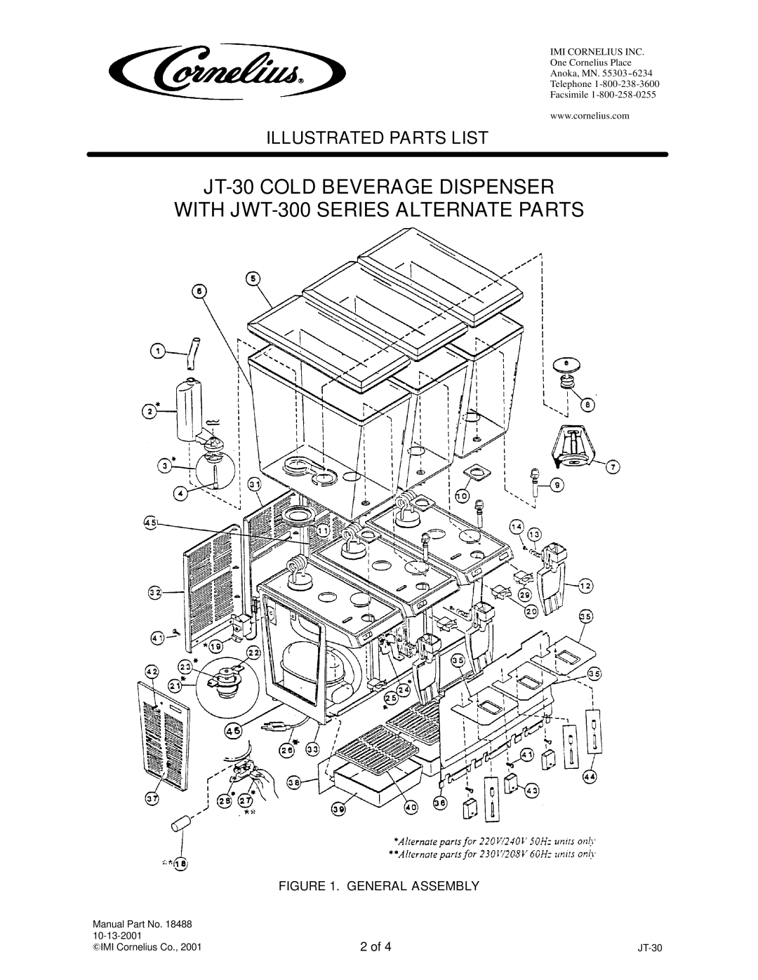 Cornelius A8543, JWT-300 SERIES, A8560, A8530, A8531, A8533, A8540, A8541, A8542, A8532 manual General Assembly 