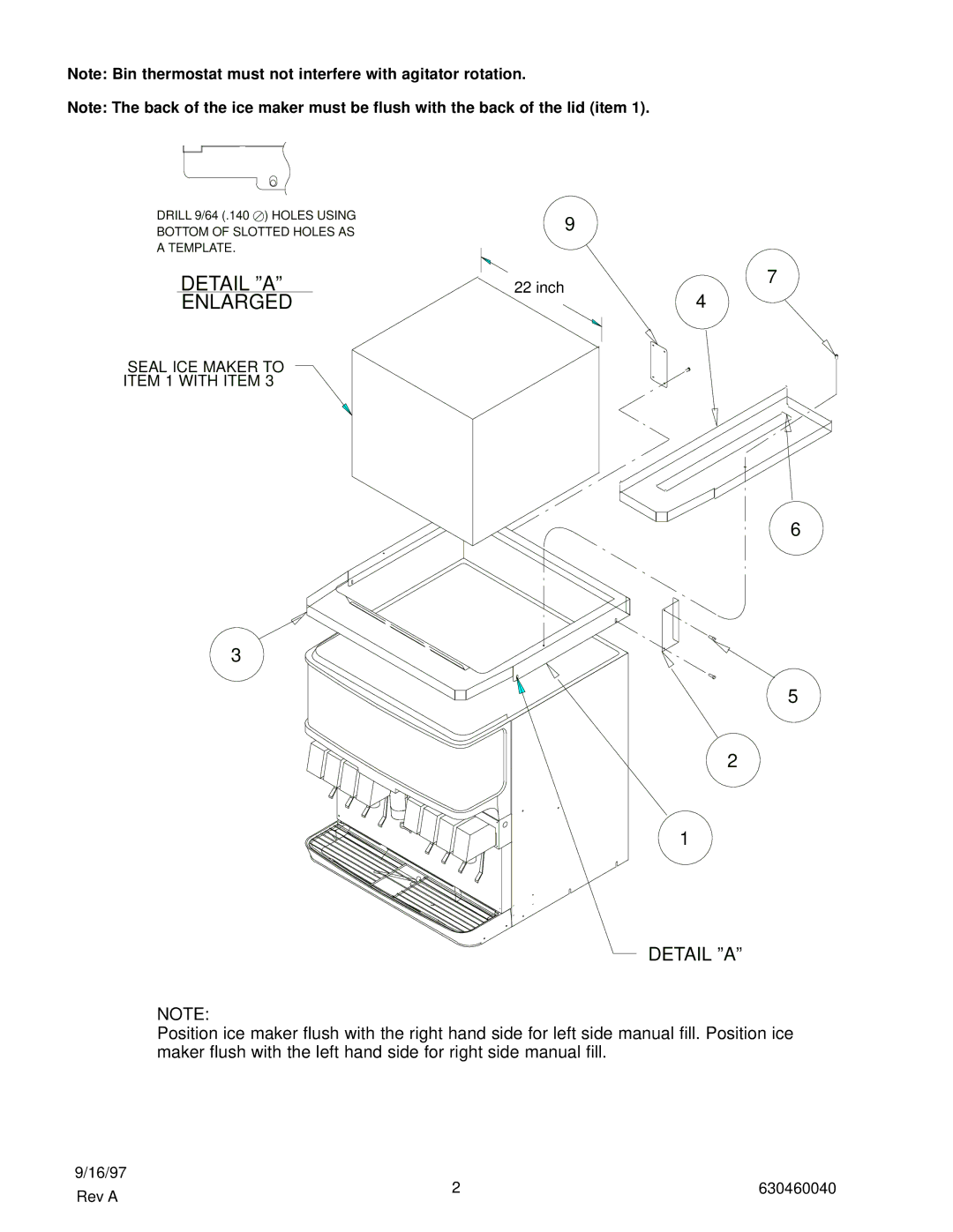 Cornelius KM500, KM650, KM630, KM450, KM250 installation instructions Detail a, Enlarged 