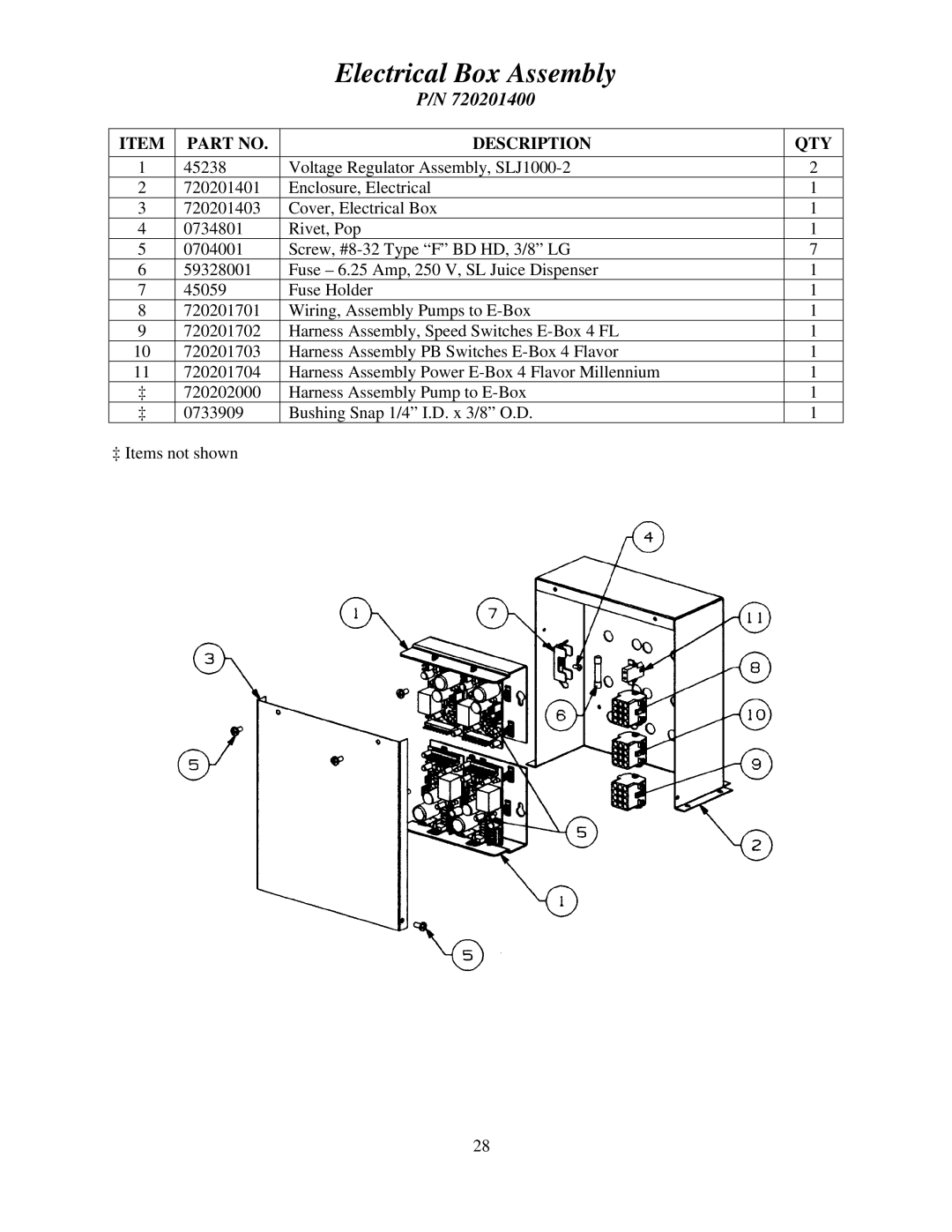 Cornelius MJ31-4 PC, MJ32-4 PB, MJ32-4 PC, MJ30-4 PB, MJ30-4 PC, MJ31-4 PB service manual Electrical Box Assembly 