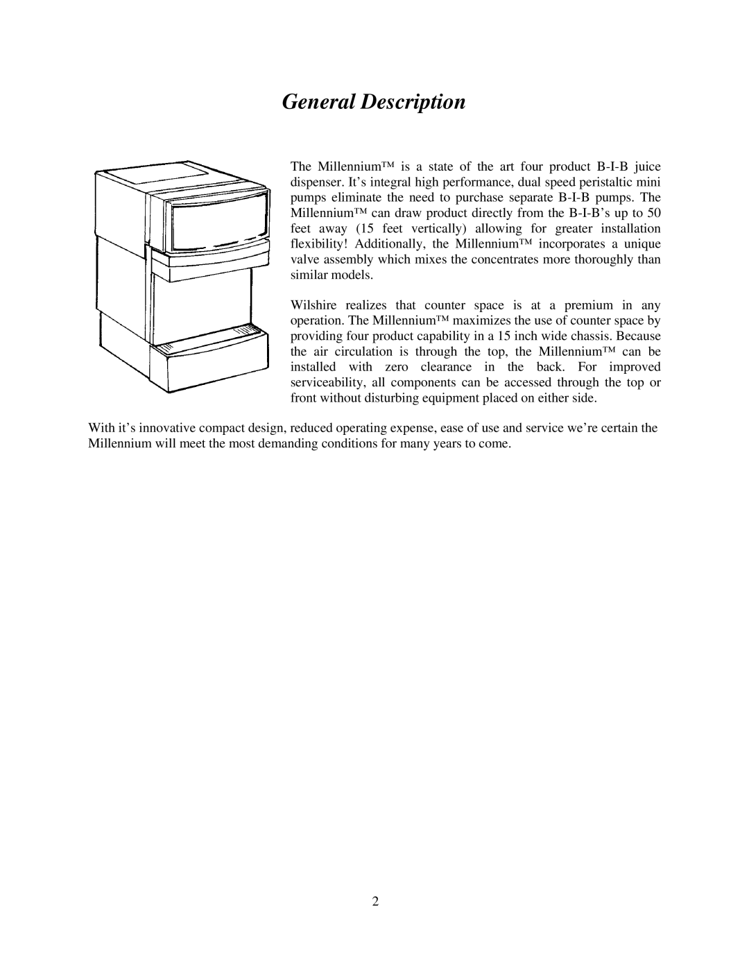 Cornelius MJ30-4 PC, MJ32-4 PB, MJ32-4 PC, MJ30-4 PB, MJ31-4 PB, MJ31-4 PC service manual General Description 