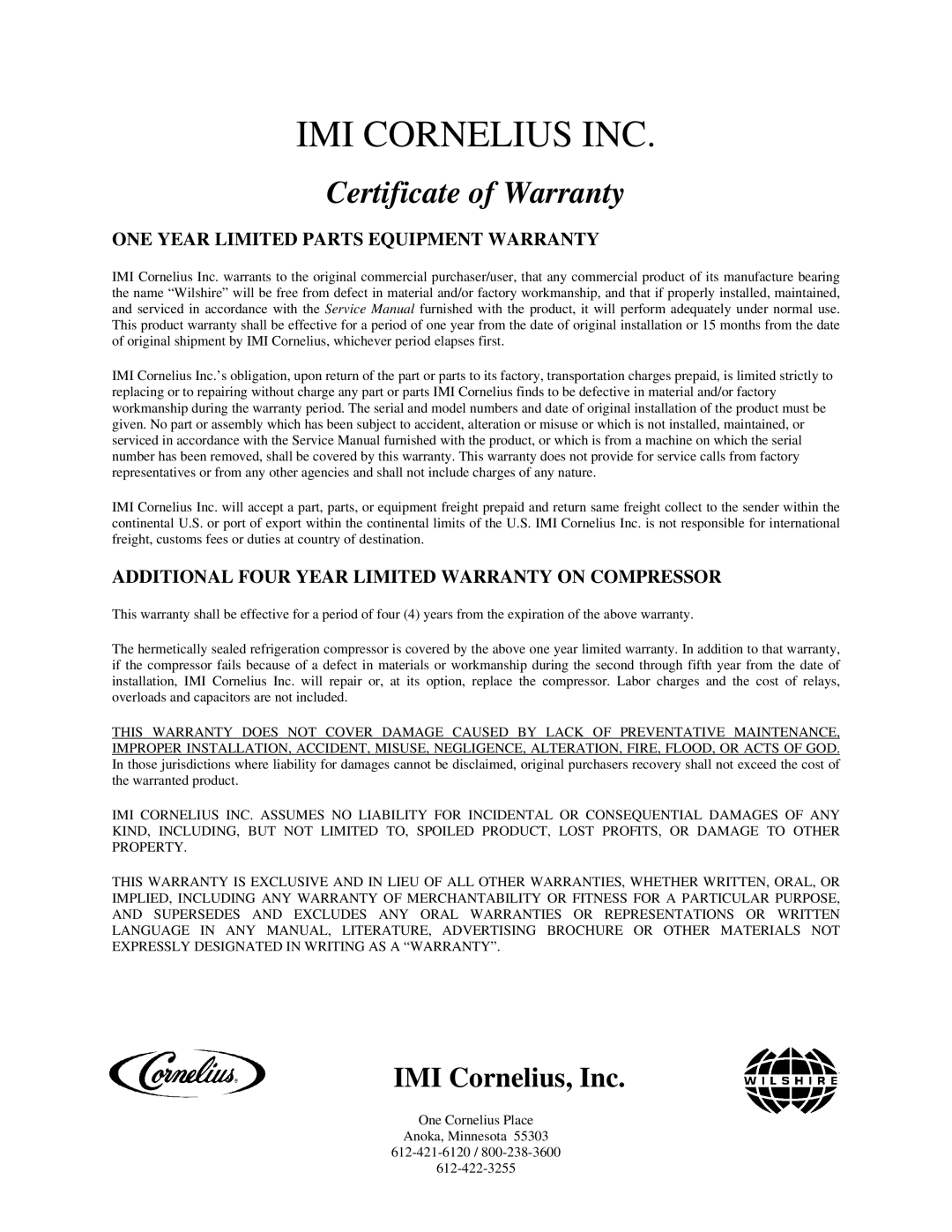 Cornelius MJ31-4 PC, MJ32-4 PB, MJ32-4 PC, MJ30-4 PB, MJ30-4 PC, MJ31-4 PB service manual IMI Cornelius INC 