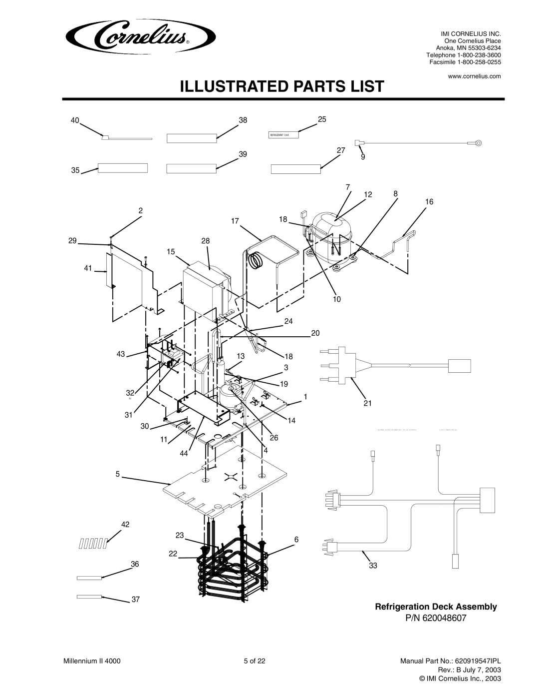 Cornelius MJ31-4 PB, MJ32-4 PB, MJ32-4 PC, MJ30-4 PB, MJ30-4 PC, MJ31-4 PC service manual Refrigeration Deck Assembly, 1717 