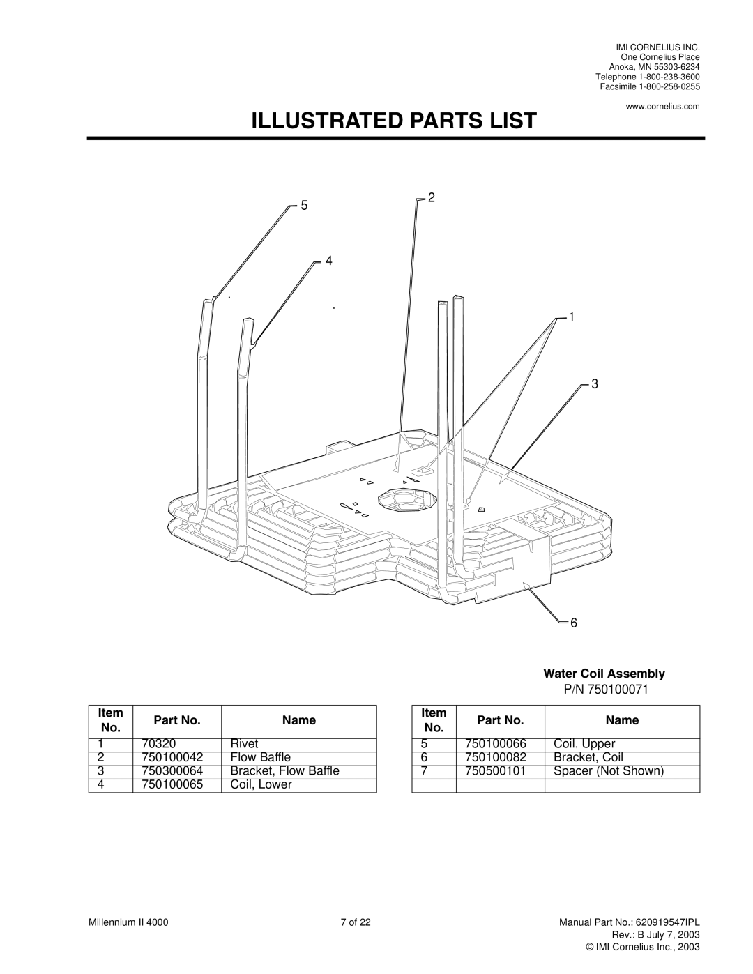 Cornelius MJ32-4 PB, MJ32-4 PC, MJ30-4 PB, MJ30-4 PC, MJ31-4 PB, MJ31-4 PC service manual Water Coil Assembly 