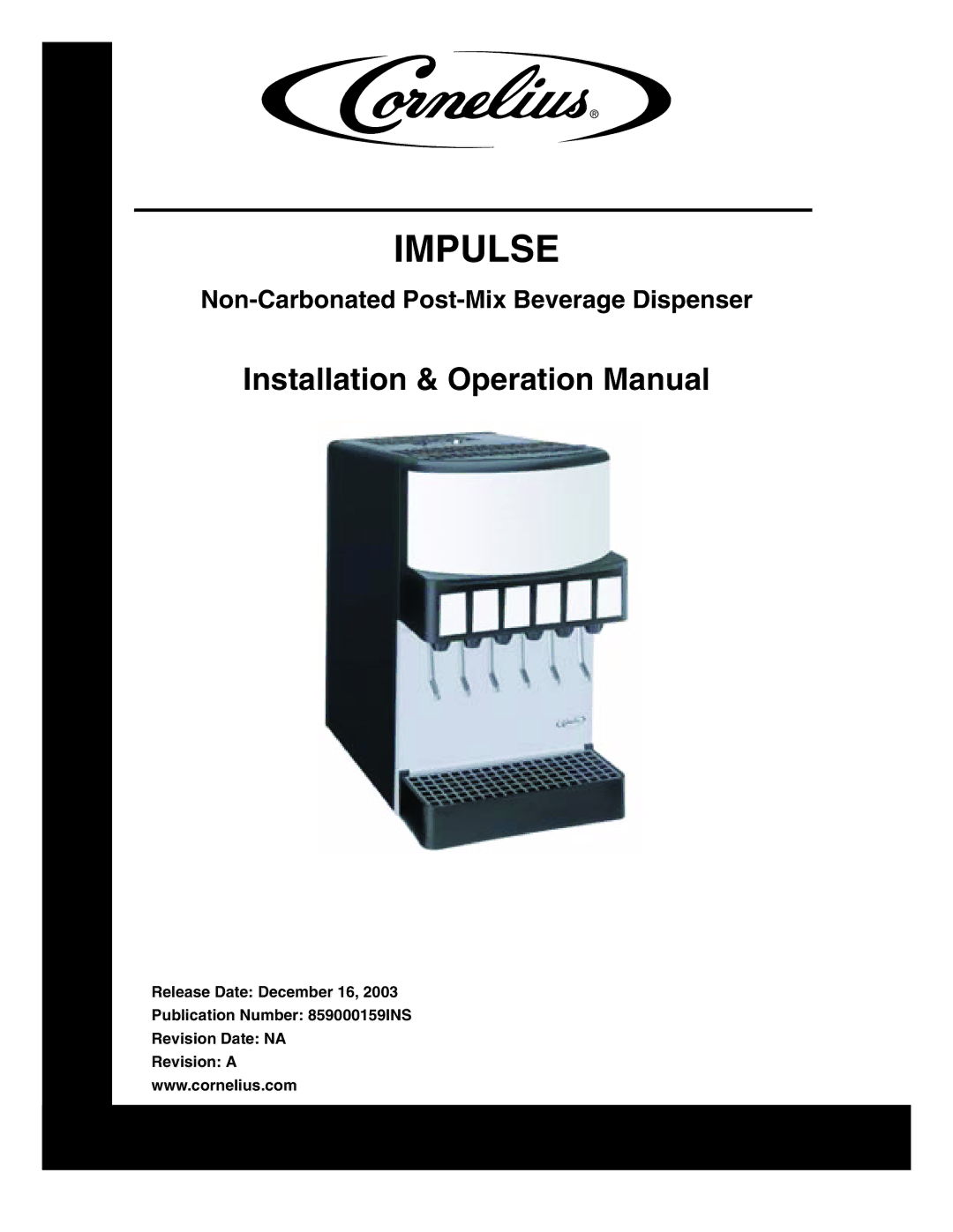 Cornelius Non-Carbonated Post-Mix Beverage Dispenser operation manual Impulse 