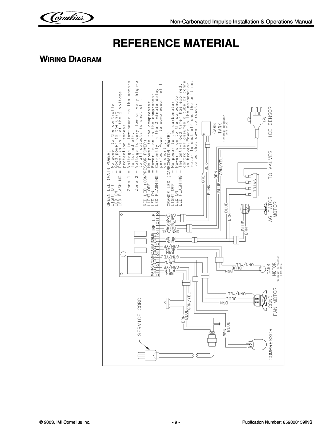Cornelius Non-Carbonated Post-Mix Beverage Dispenser operation manual Reference Material, Wiring Diagram 