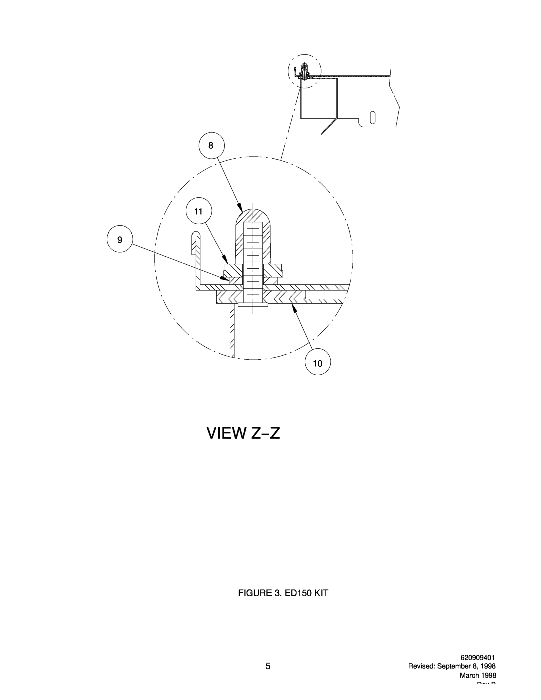 Cornelius P/N 629083204, P/N 629083202 manual View Z--Z, ED150 KIT, Revised September 8, 1998 March Rev B 