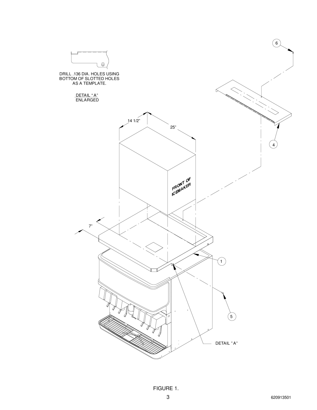 Cornelius P/N 620032802, P/N 629085001 installation instructions 14 1/2 