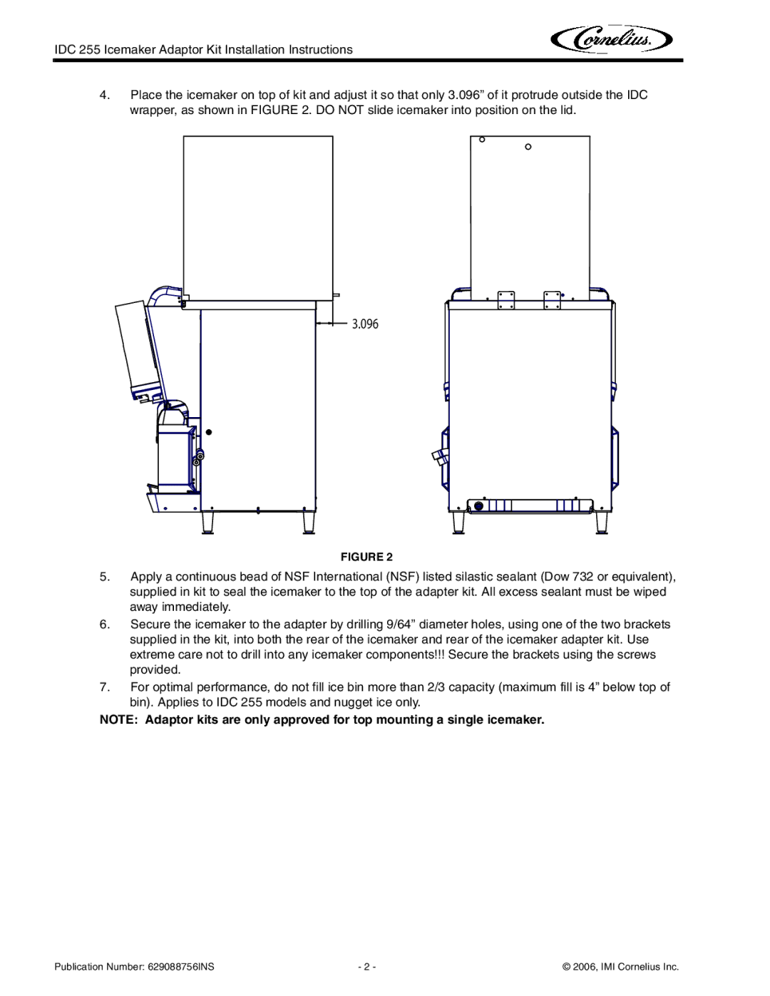 Cornelius P/N 629088756 installation instructions 096 