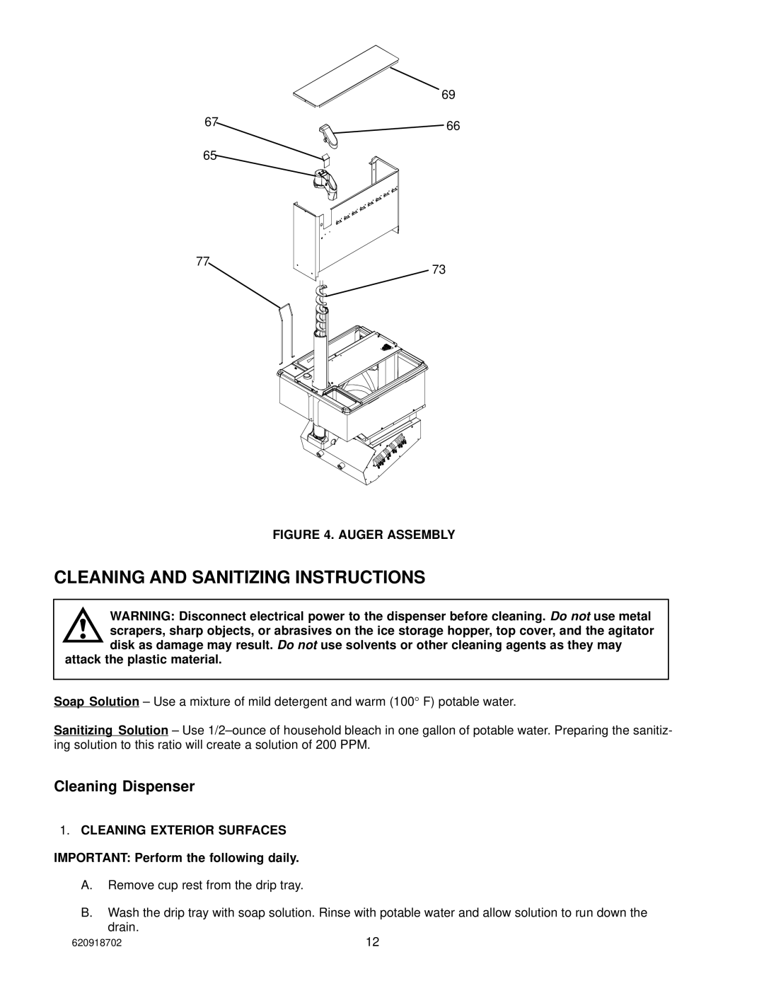 Cornelius PR150 BC manual Cleaning and Sanitizing Instructions, Attack the plastic material 