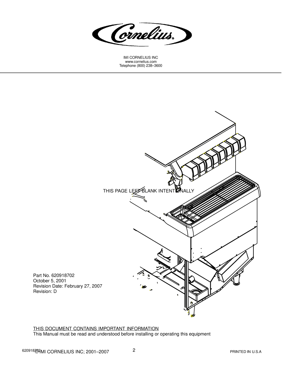 Cornelius PR150 BC manual This page Left Blank Intentionally 