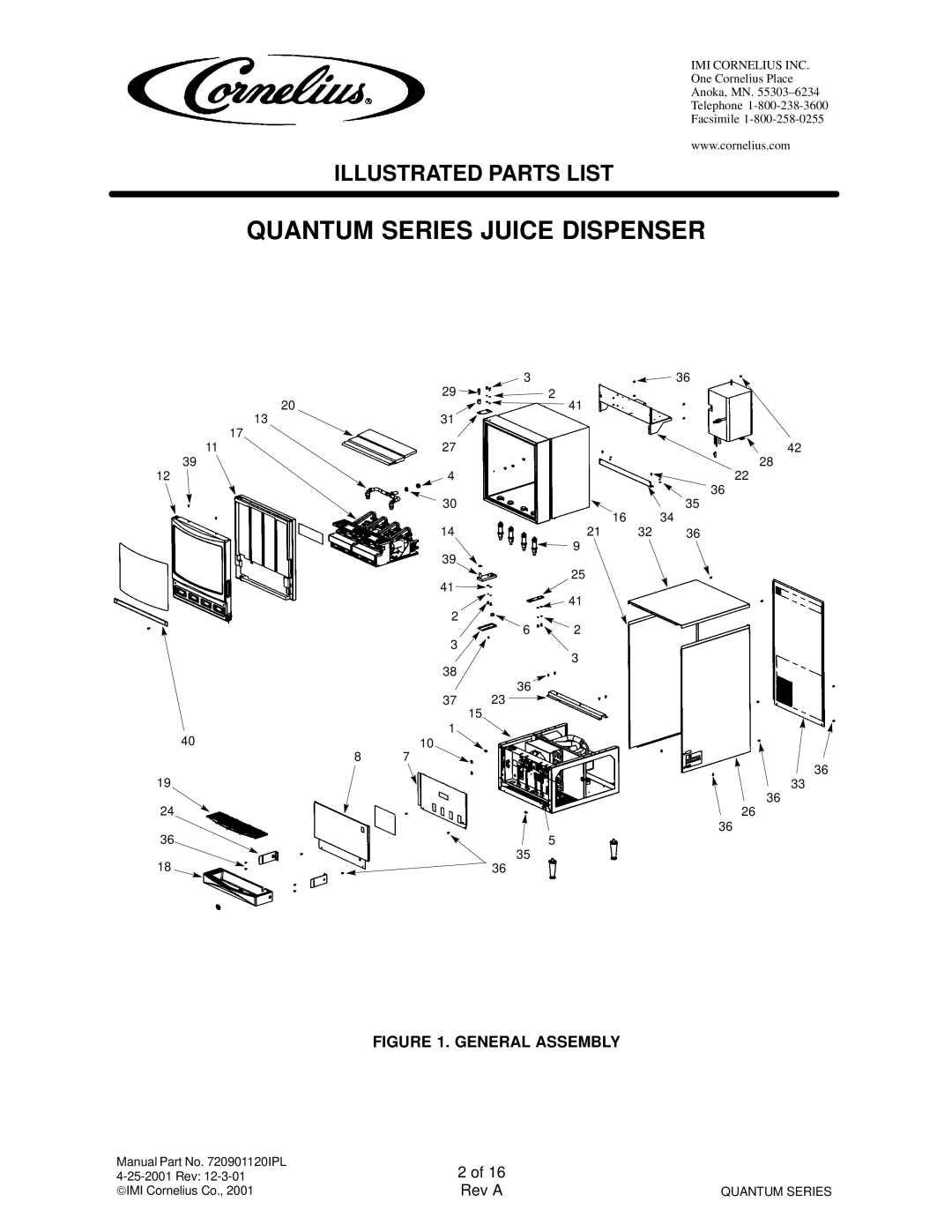 Cornelius QUANTUM SERIES service manual Quantum Series Juice Dispenser 