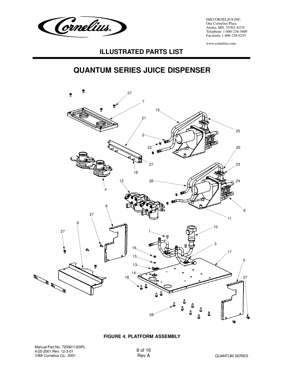 Cornelius QUANTUM SERIES service manual Platform Assembly 