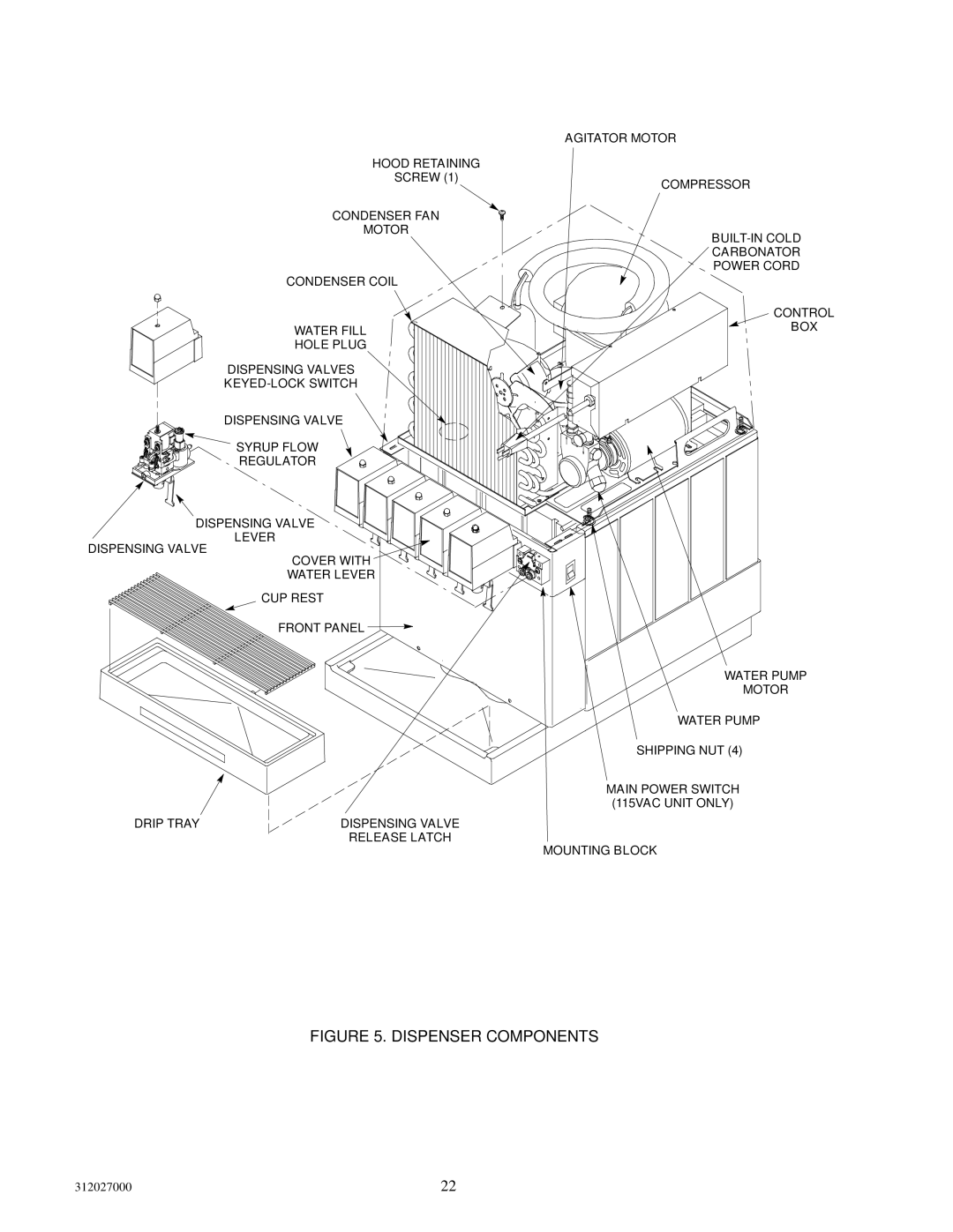 Cornelius R-134A service manual Dispenser Components 