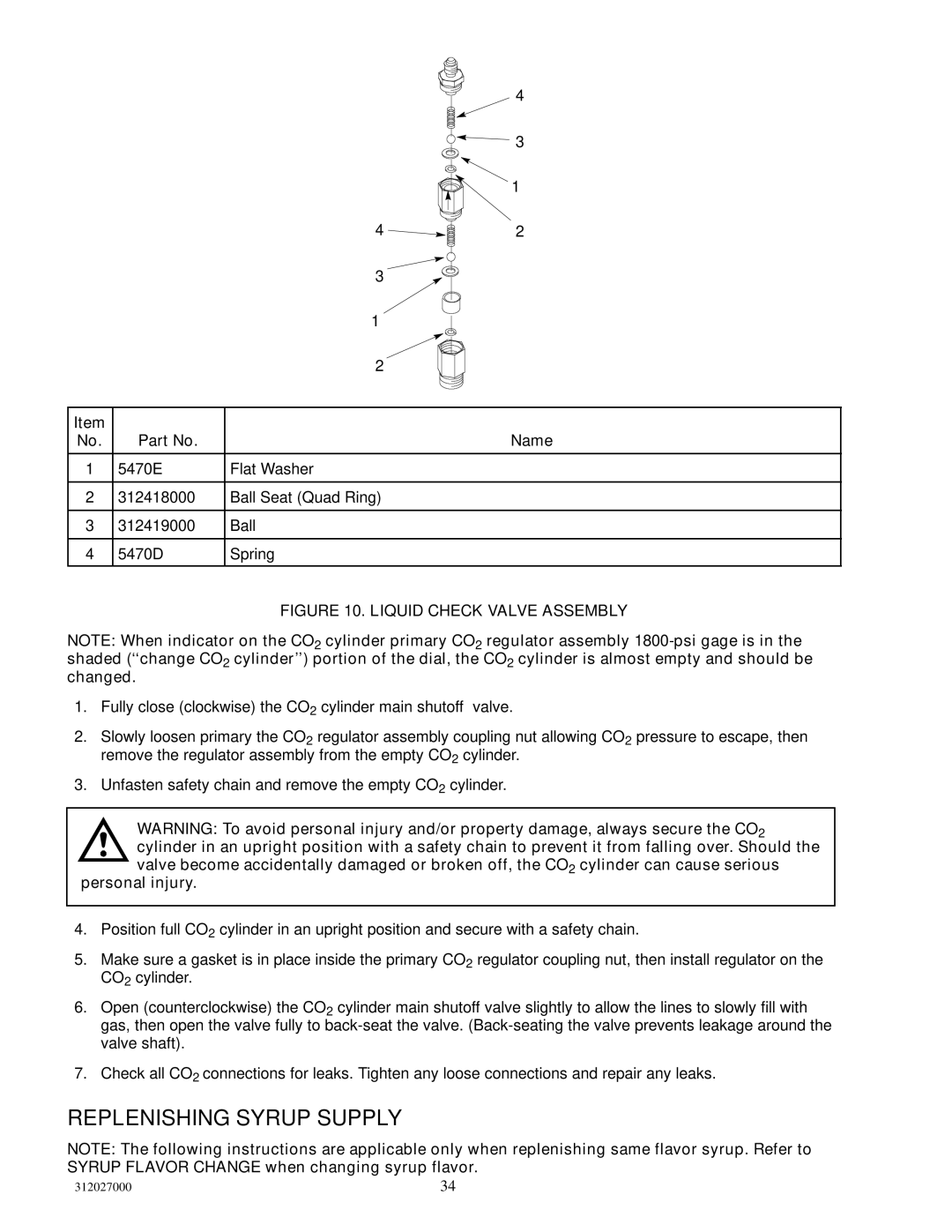 Cornelius R-134A service manual Liquid Check Valve Assembly 