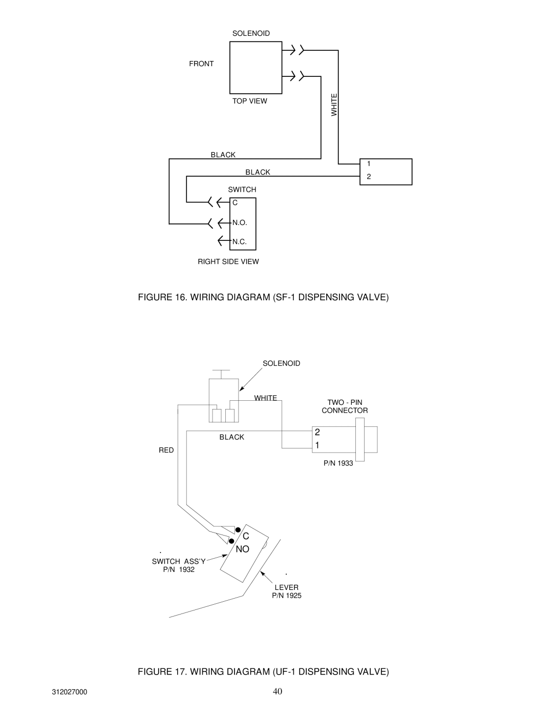 Cornelius R-134A service manual Wiring Diagram SF-1 Dispensing Valve 