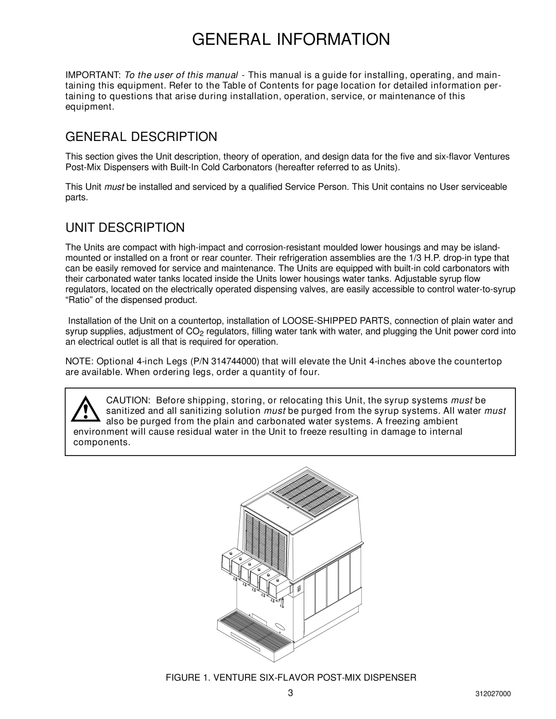 Cornelius R-134A service manual General Description, Unit Description 