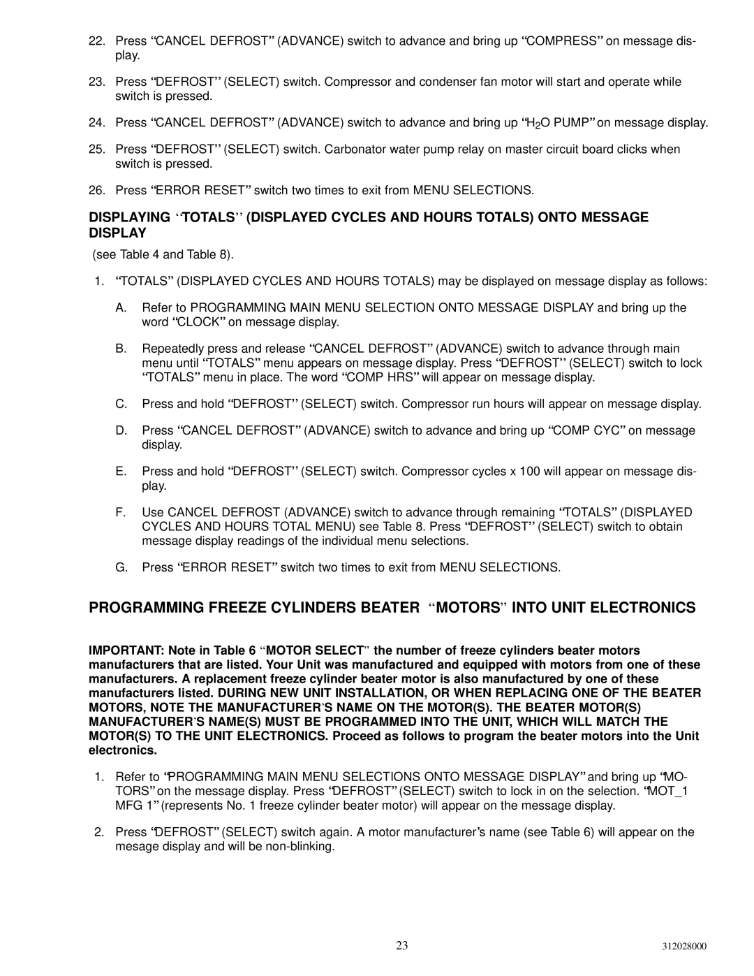 Cornelius R-404A REFRIGERANT service manual 312028000 