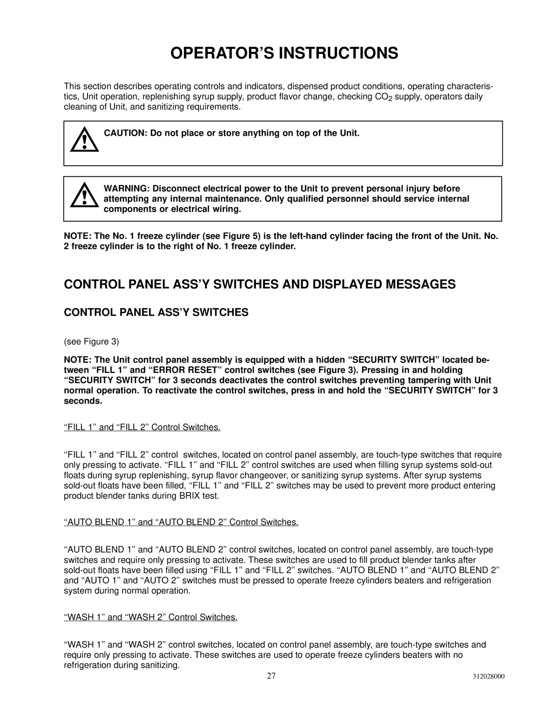 Cornelius R-404A REFRIGERANT service manual Control Panel ASS’Y Switches and Displayed Messages 