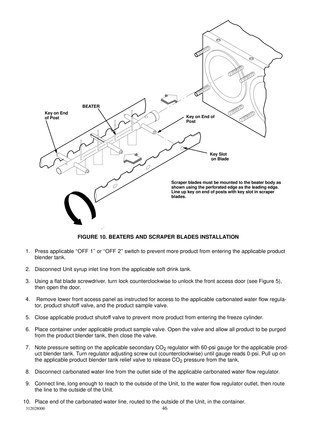 Cornelius R-404A REFRIGERANT service manual Beaters and Scraper Blades Installation 