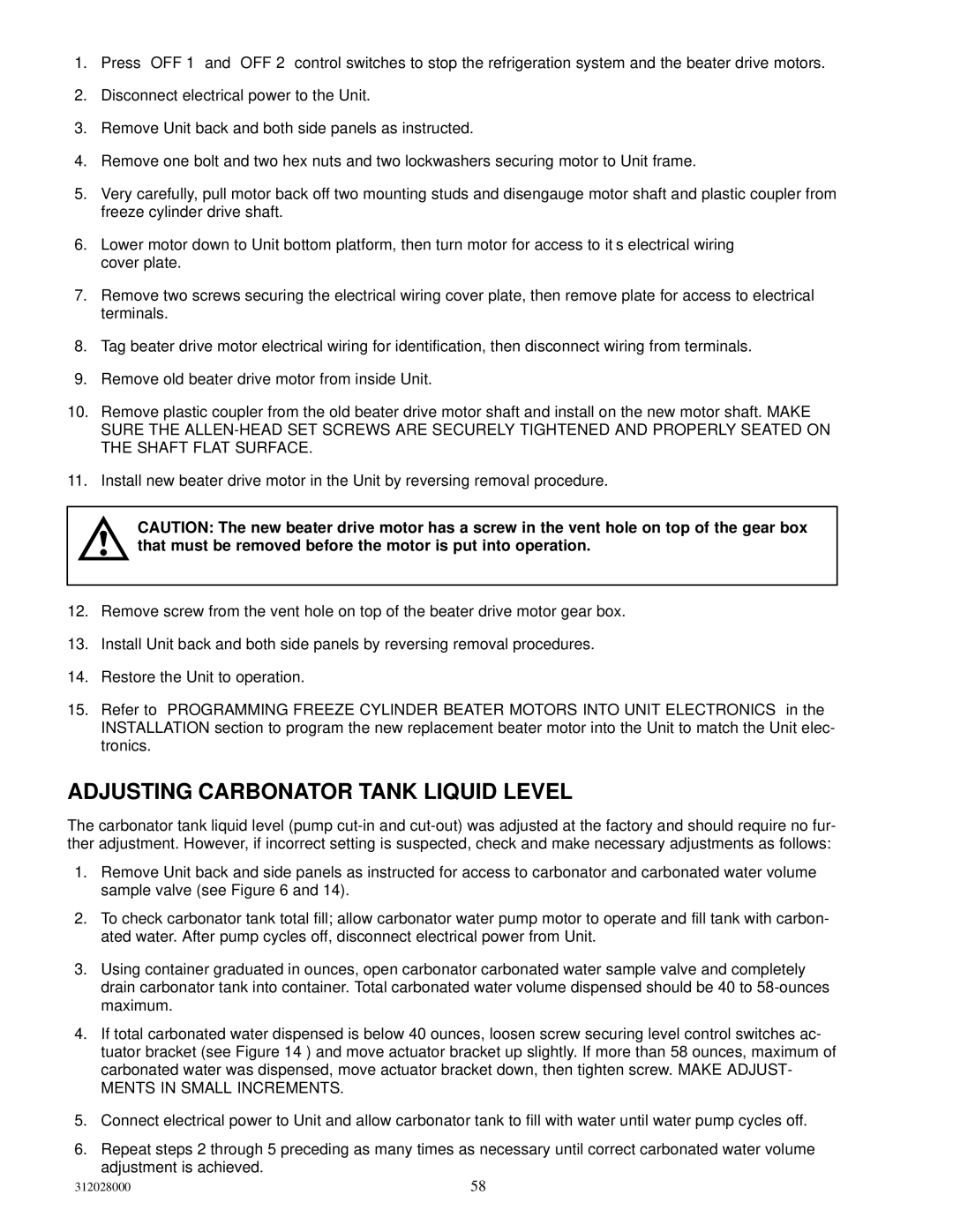 Cornelius R-404A REFRIGERANT service manual Adjusting Carbonator Tank Liquid Level, Ments in Small Increments 