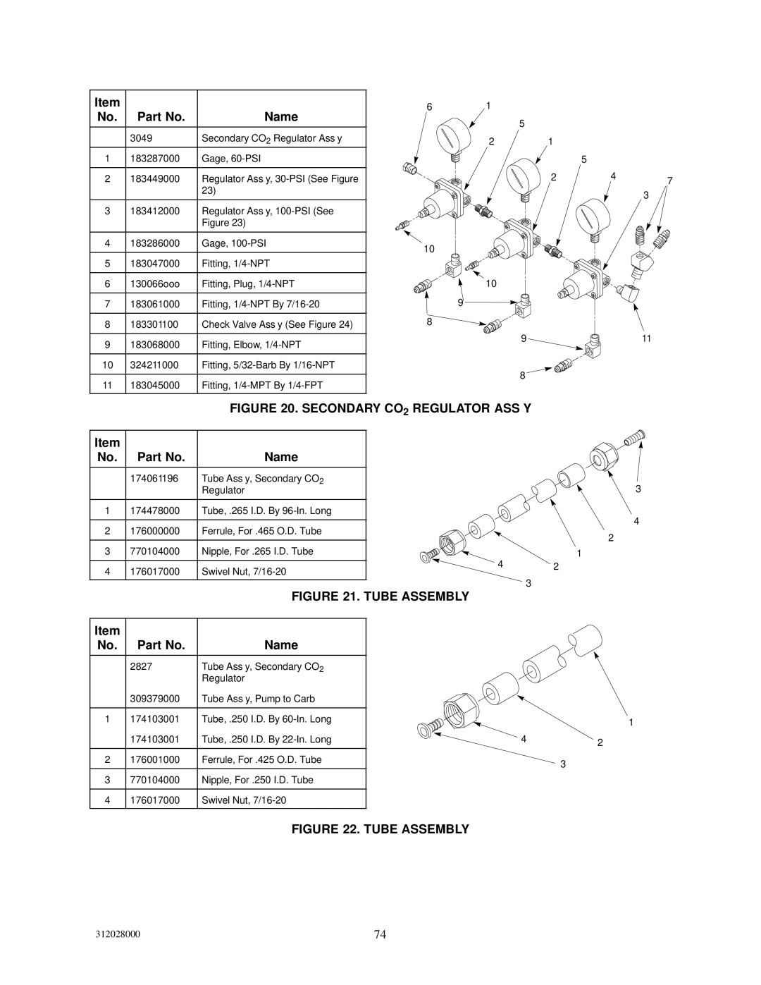 Cornelius R-404A REFRIGERANT service manual Secondary CO2 Regulator ASS’Y 