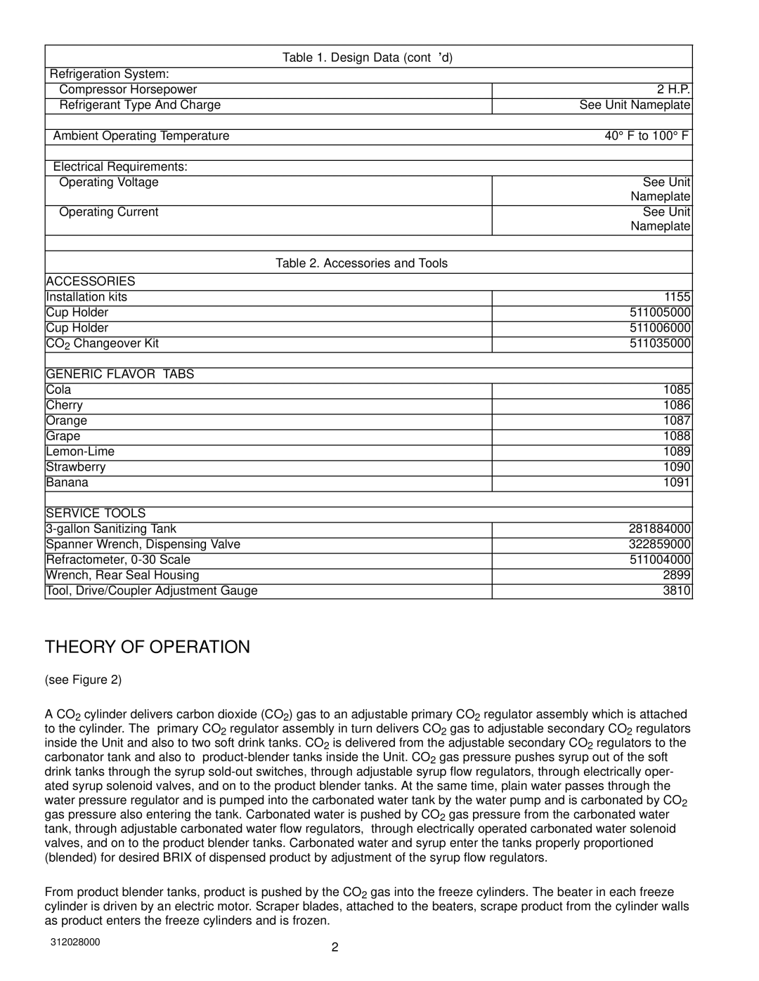 Cornelius R-404A REFRIGERANT service manual Theory of Operation, Accessories, Generic Flavor Tabs, Service Tools 