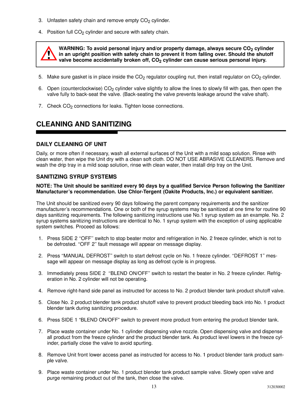 Cornelius R-404A manual Cleaning and Sanitizing, Daily Cleaning of Unit 