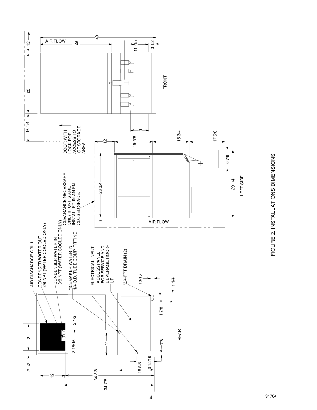 Cornelius SID650A/80-BC, SID650W/80-BC manual Installations Dimensions 