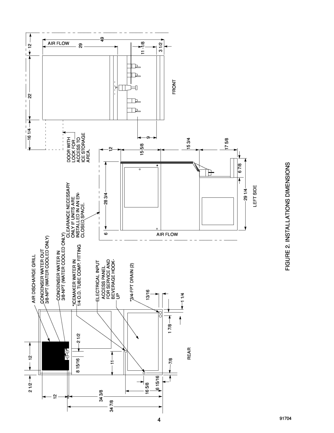 Cornelius SID650A/80-BC, SID650W/80-BC manual Installations Dimensions 