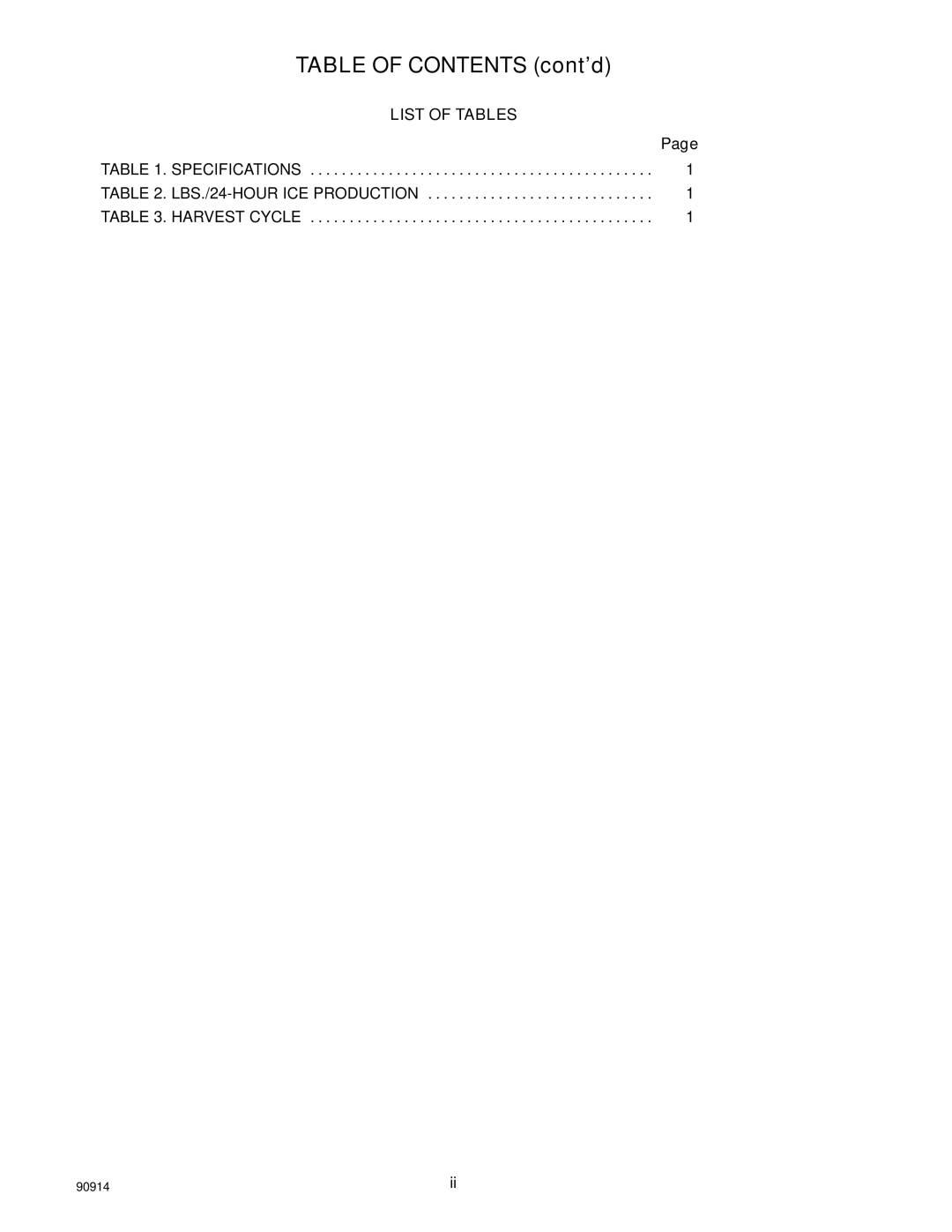 Cornelius SID851A/250S-BC, SID851W/250S-BC manual Table of Contents cont’d 