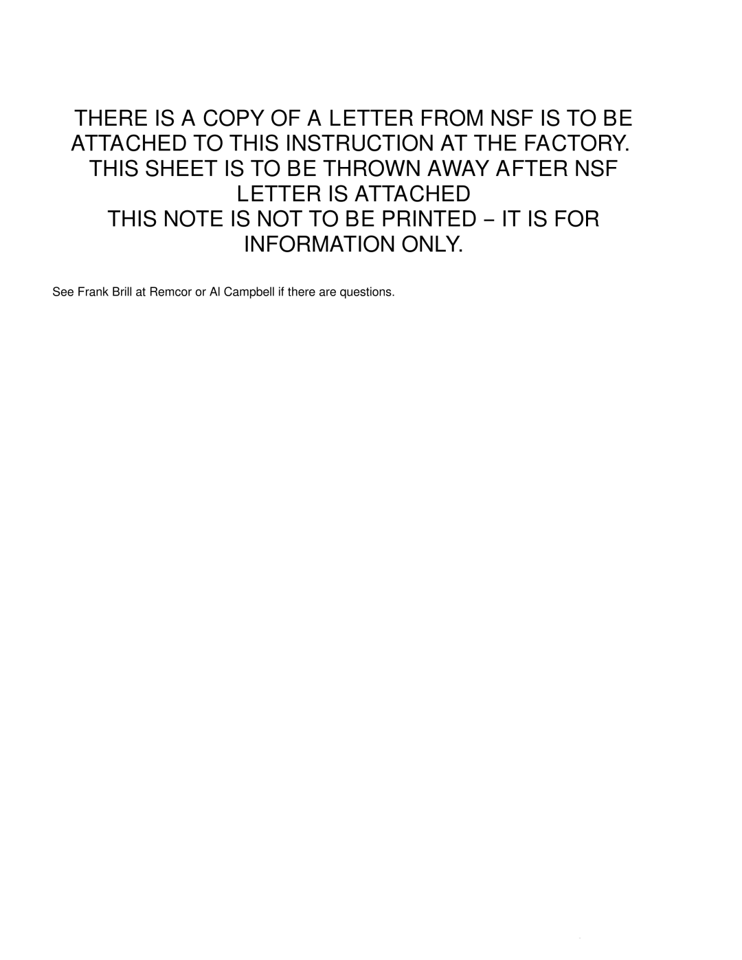 Cornelius TJ400, TJ300 installation instructions 