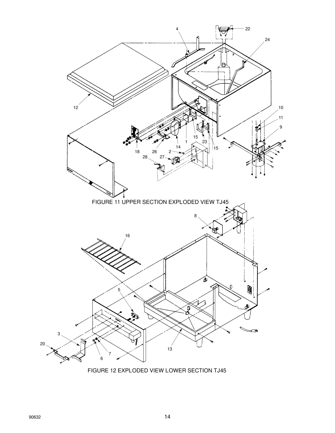 Cornelius TJ45-AB, TJ90-ABC manual Upper Section Exploded View TJ45 