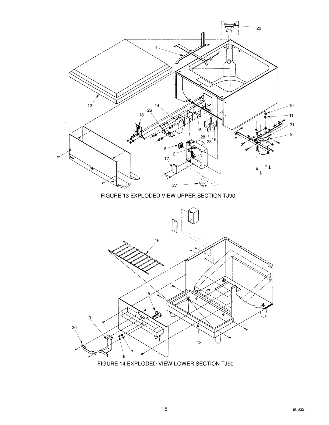 Cornelius TJ45-AB, TJ90-ABC manual Exploded View Upper Section TJ90 