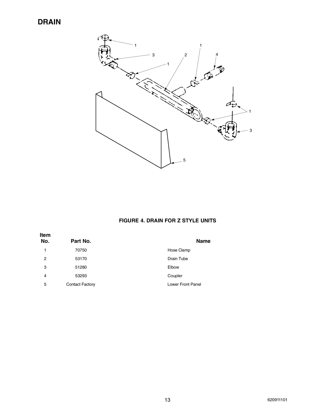 Cornelius TRIAD-150 manual Drain for Z Style Units 