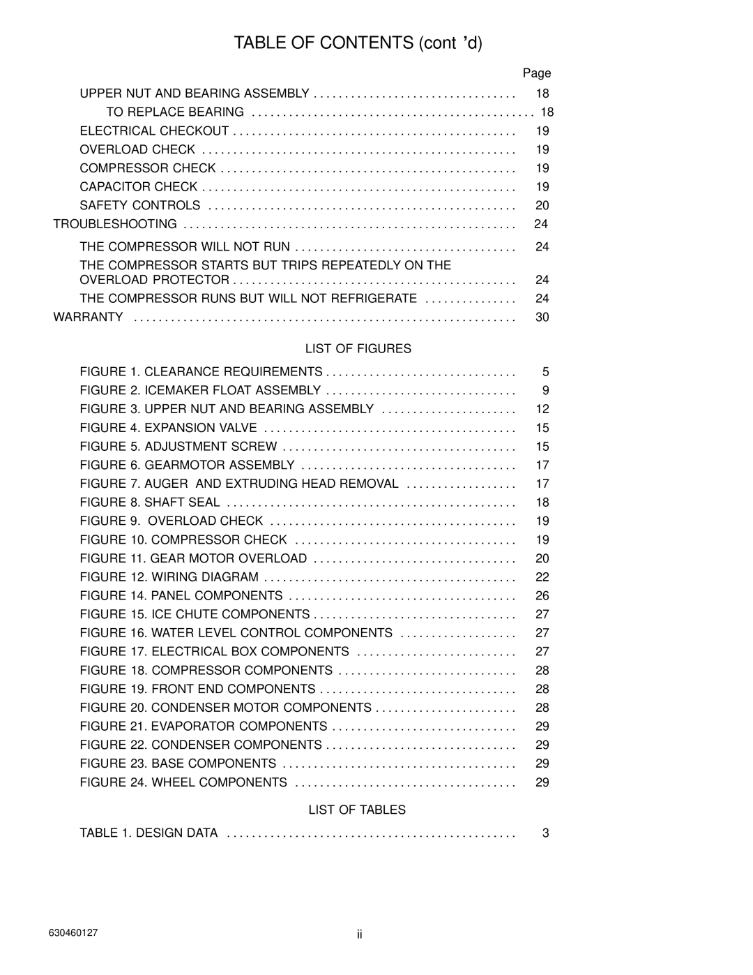 Cornelius UC 700 Series manual Table of Contents cont’d 