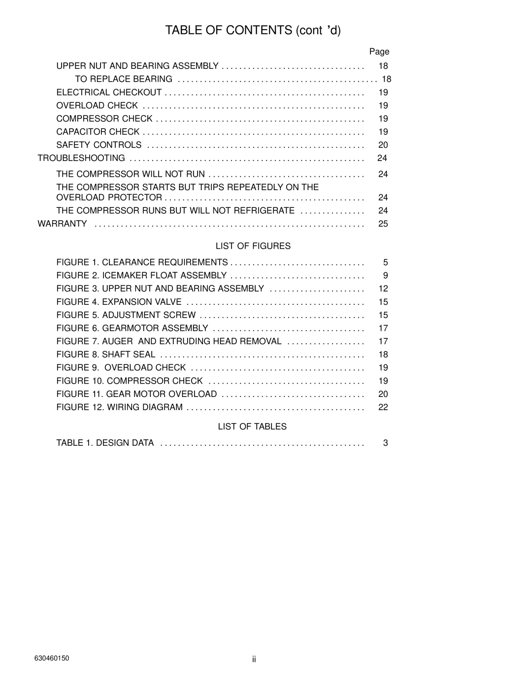 Cornelius UC 701 service manual Table of Contents cont’d 