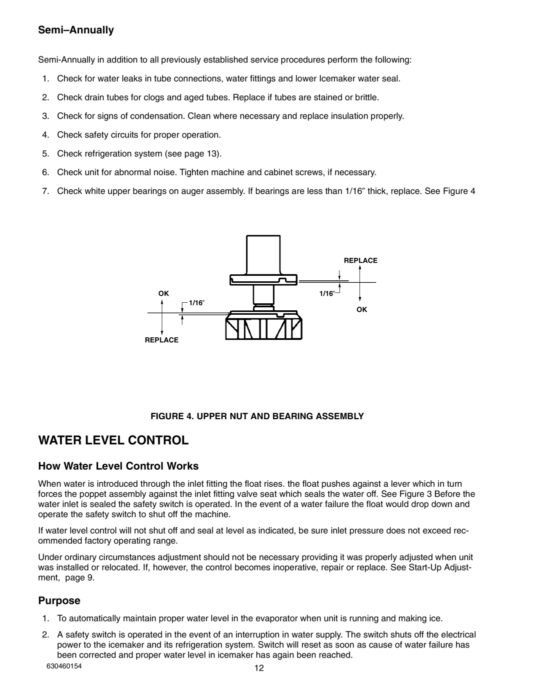 Cornelius UCR 700 Series service manual Semi-Annually, How Water Level Control Works, Purpose 