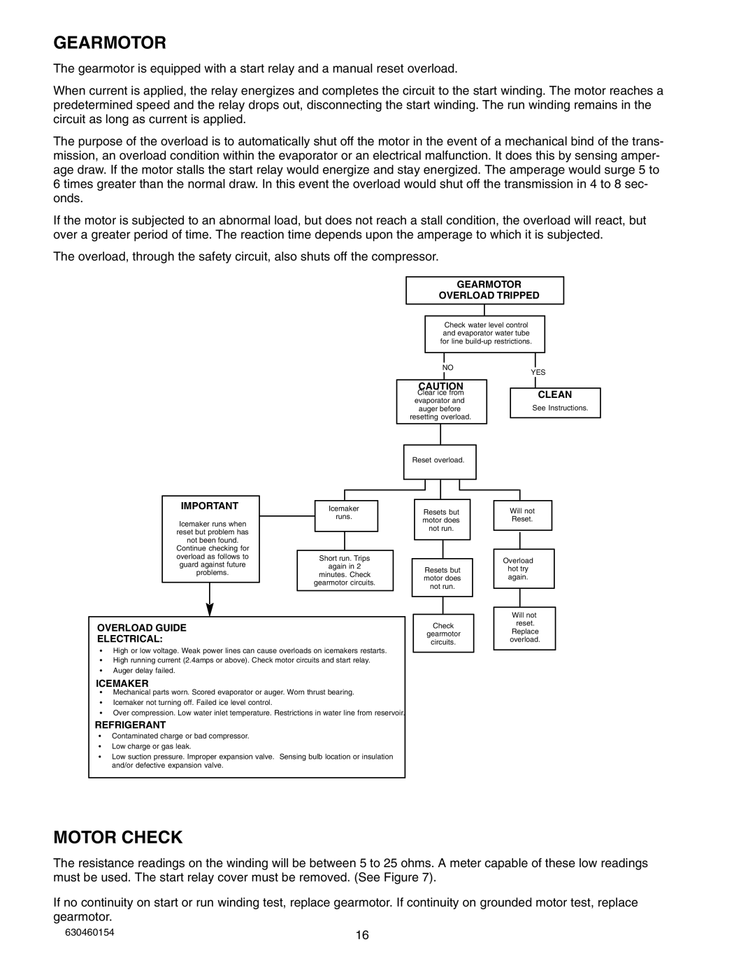 Cornelius UCR 700 Series service manual Gearmotor, Motor Check 